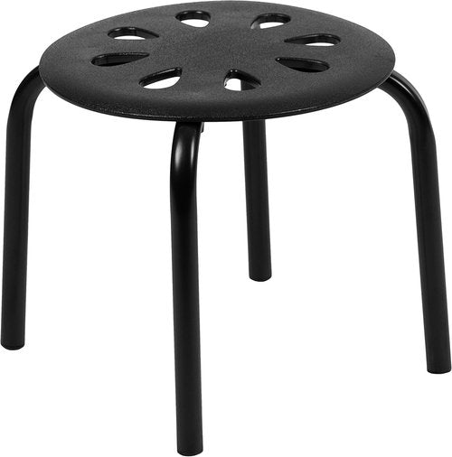 EMMA + OLIVER Plastic Nesting Stack Stools - Versatile Classroom/Home Use, 11.5" Height, Black (5 Pack)