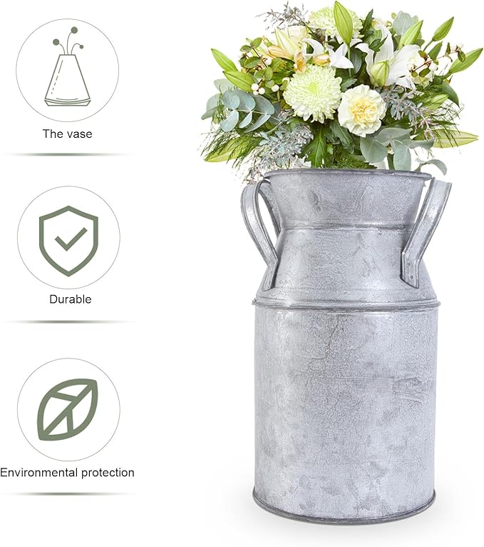 Wrought Iron Flower Vase, Vintage Metal Tin Bucket for Dried and Fresh Flowers, Decorative Centerpiece (7. 28 X 4. 33 X 3. 74 Inch)