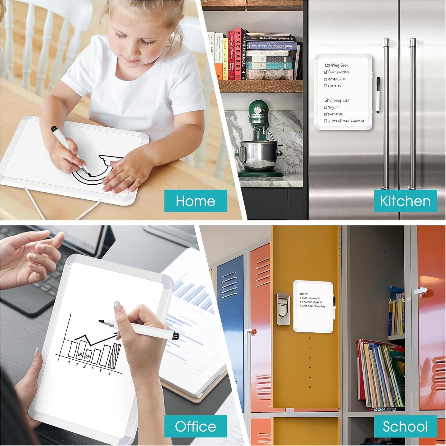 WALGLASS Magnetic Dry Erase Whiteboard - Portable 8.5" x 11" Mini Board for Home, School & Office
