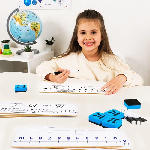Simply Magic 12-Pack Double-Sided Dry Erase Number Line White Boards - 4"x12" Classroom Essentials