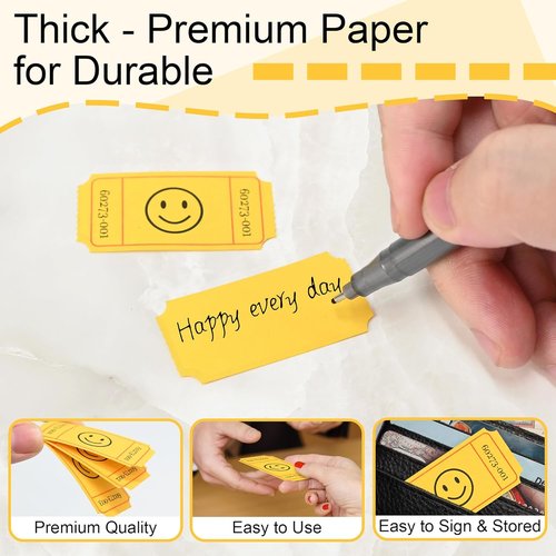 L LIKED Raffle Tickets - Smile Yellow | 500 Count Roll for Events, Prizes & Class Rewards