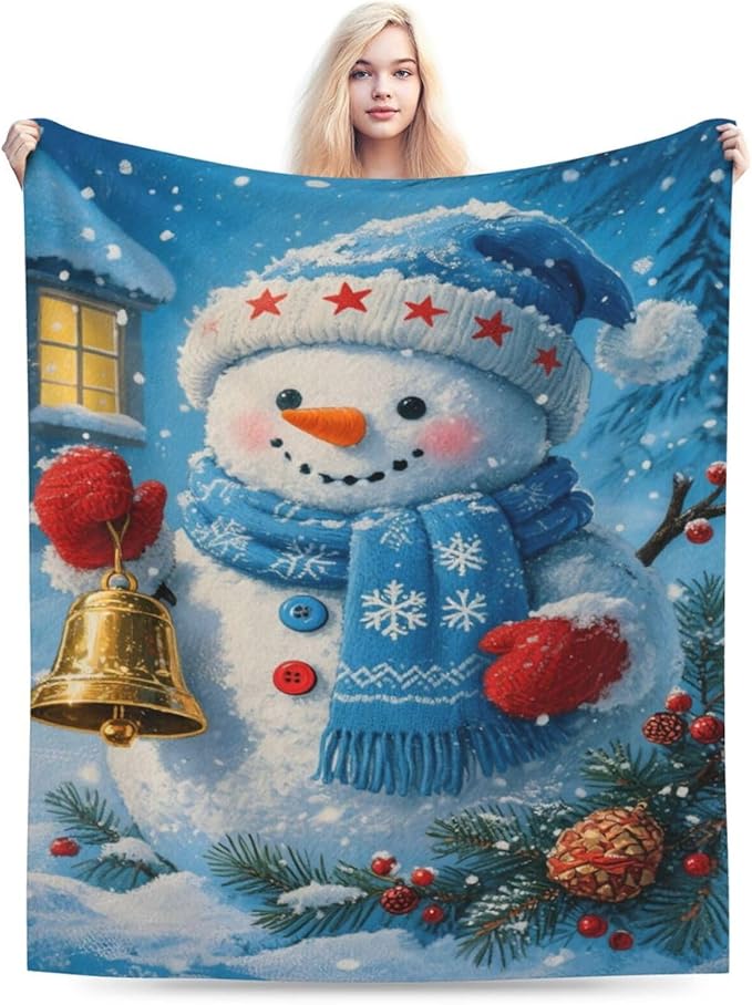 Snowman Blanket Christmas Throw Blanket Winter Snow Soft Cozy Fleece Fuzzy Stuffed Plush Flannel Gifts for Girls Women Boys Kids Adults 40''x50''