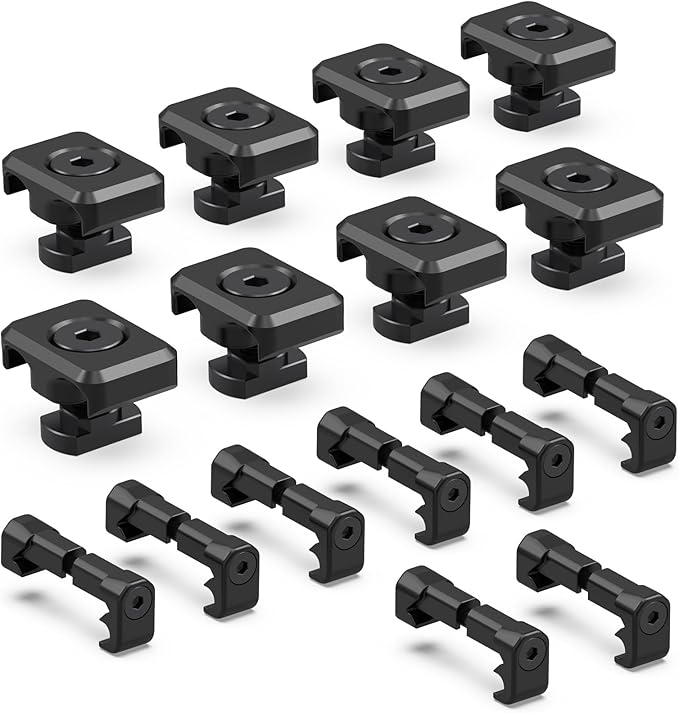 Pressure Switch Cable Management Kit Compatible with M-LOK/Picatinny Rail, Pressure Switch Cable Guides, Cable Clips, Wire Management for Flashlight/Laser, 16 Pack(8 Mlock + 8 Picatinny) - Black