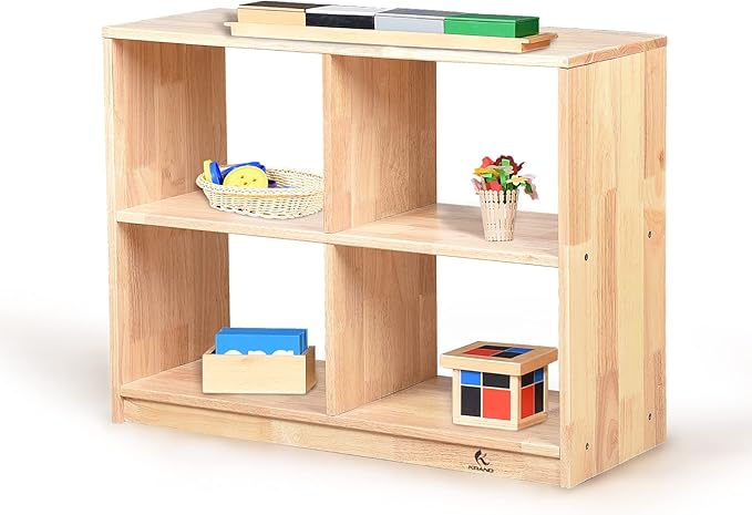 4-Compartment Storage Bookcase Montessori Shelf Organizer for Kids,Preschool Classroom&Home Toddler Cabinet Furniture for Playroom/Daycare/Nursery/Kindergarten(4-Cubby Cabinet)