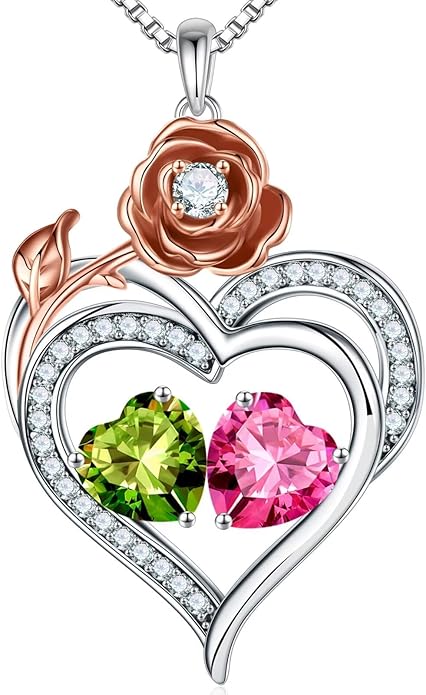 Iefil Christmas Gifts for Wife - 925 Sterling Silver Birthstone Necklace, Stocking Stuffers for Women Wife Girlfriend Mom