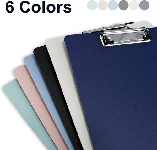 BOMEI PACK Plastic Clipboard - 6-Pack Assorted Colors | 12.5 x 9 Inch Office Supply Set