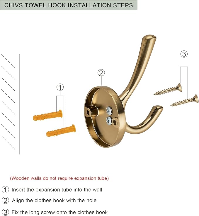 TUNNY 3 Pack Round Coat Towel Hooks - Champagne Bronze Coat Hooks for Hanging Coats Towel Hooks for Bathroom Wall Mounted Zinc Alloy Bath Towel Hooks Robe Clothes Hook Holder Heavy Duty Wall Hooks