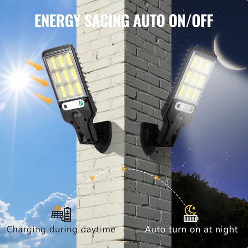 Flumy Solar Powered Outdoor Street Lights - 108 Motion Sensor Flood Lights, 6500K, IP65 Waterproof | 4 Pack