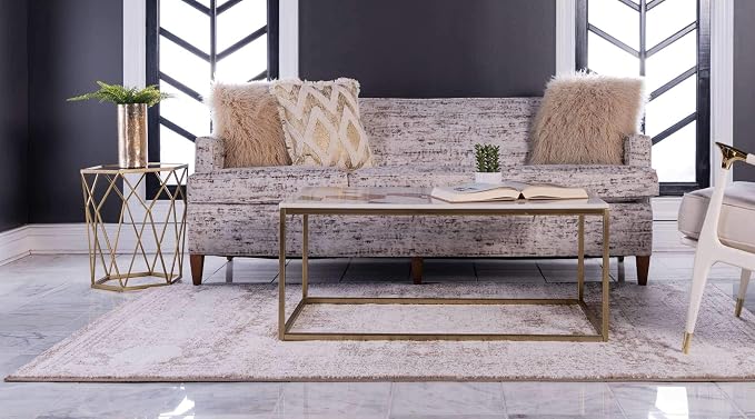 Unique Loom Bromley Collection Area Rug - Wells (3' 3" x 5' 3" Rectangle, Light Brown/ Ivory)