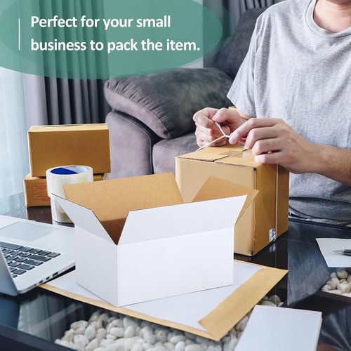 Eupako Small Shipping Boxes - 30-Pack White Corrugated Cardboard Mailers for Small Business Packaging