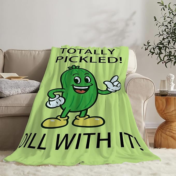 Pickle Blanket Cute Pickle Throw Blanket Vegetable Soft Cozy Fleece Fuzzy Stuffed Plush Flannel Gifts for Girls Women Boys Kids Adults 50"X60"