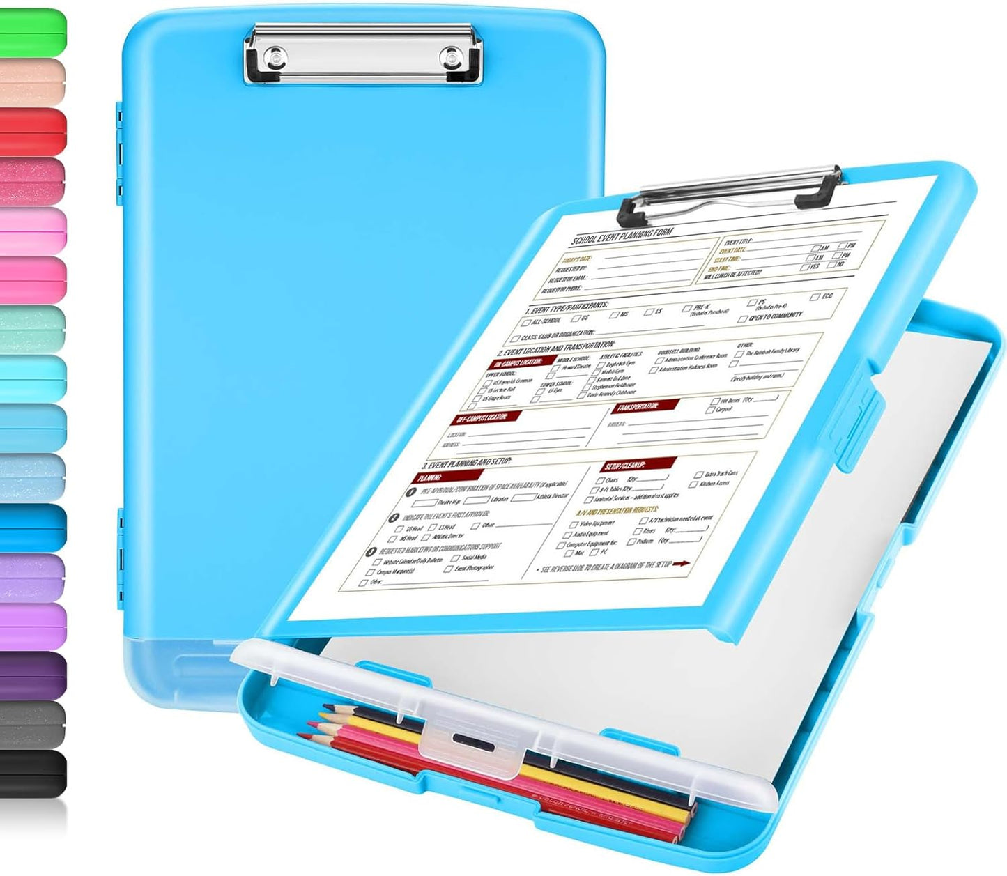 Sooez Clipboard - 8.5 x 11 Storage Case with Pen Holder | Ideal for Nurses & Teachers, Plastic Organization Box