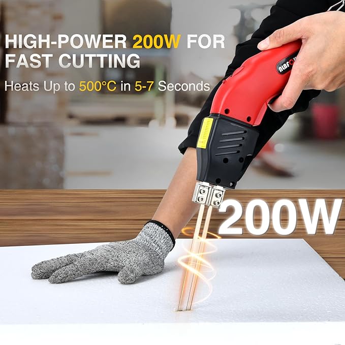 Foam Cutter Electric Hot Knife Styrofoam Cutter Foam Cutting Tool Hot Knife Foam Cutter Air Cooled 200W 110-120V (4 Blades) for XPS,EPS,EPP,EVA,EPE,KT Board,PU,Sponge