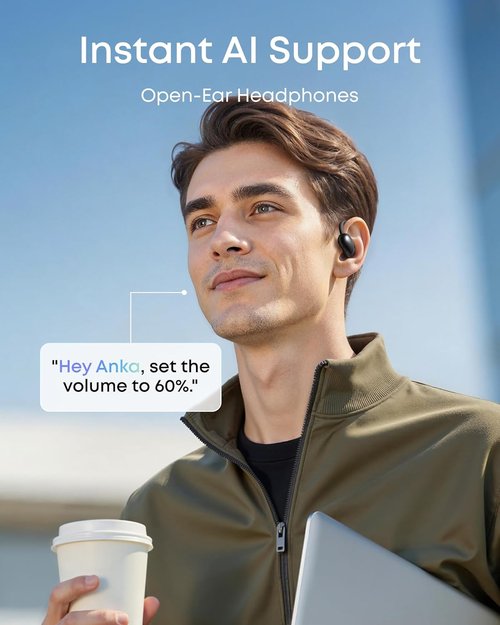 Anker Soundcore AeroFit 2 Open-Ear Headphones - AI Assistant, Pressure-Free Fit, 35H Playtime, Hi-Res Audio