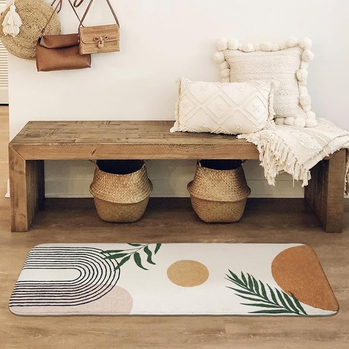 Boho Bathroom Runner Rug Non Slip, Large Long Bathroom Rugs Cute Bath Mat for Bedroom Hallway Kitchen, Soft Washable Shower Rug