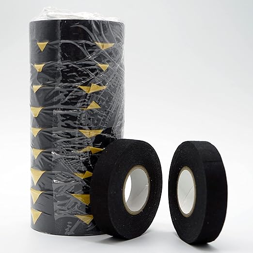 Wiring Harness Tape High Temp Wire Cable Loom Self-Adhesive Fabric Tape for Electrical Automotive Engine Harness Wrap Protection Noise Damping Cables Fixed 3/4 Inch x 49 FT