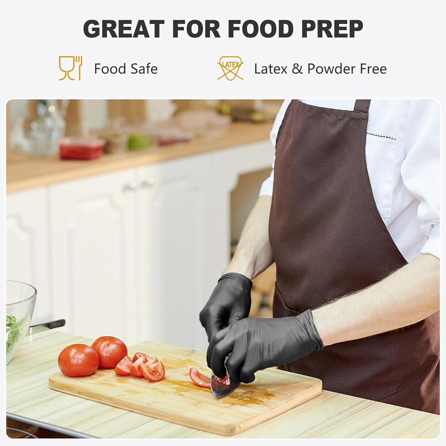 SWIFTLITE Black Vinyl Gloves - Disposable Food Grade, Latex-Free & Powder-Free | Ideal for Cooking & Cleaning