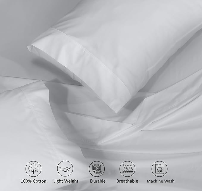 RUVANTI 100% Cotton California King Sheet Sets, 4 Pieces, Soft & Breathable Percale Weave Bedding, Deep Pocket 14", Hotel Standard, Crisp Cool Feel & Durable, Perfect Dyed Sheets, Quiet Gray
