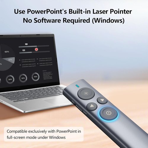 Norwii Presentation Clicker - Wireless Remote with Digital Pointer & Highlight Features | N95s Pro 32G (Red Light)
