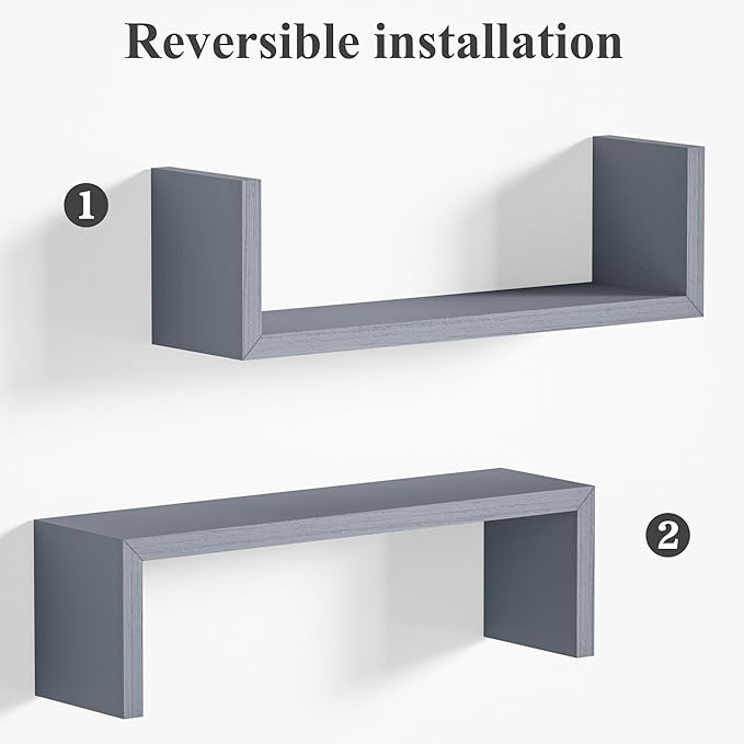 SRIWATANA Floating Shelves for Wall, Wall Shelves for Bathroom, Bedroom, Living Room, Kitchen, Office, Wood Shelves for Home Decor Set of 5 (Weathered Grey)