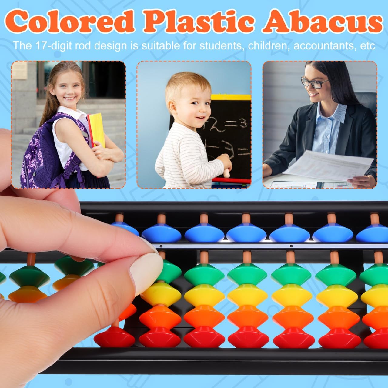 Toddmomy Abacus Soroban - 17-Digit Plastic Beads Math Learning Tool for Kids & Adults