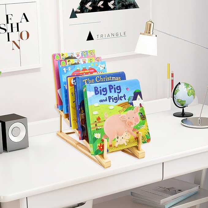 2 PCS Bookshelf For Kids Room, Toddler Bookshelf, Mini Bookshelf, Desktop Shelf, Nursery Book Shelves, Wooden Kids Book Shelf Organize Storage Rack For Living Room, Bedroom, Home Office (Natural)