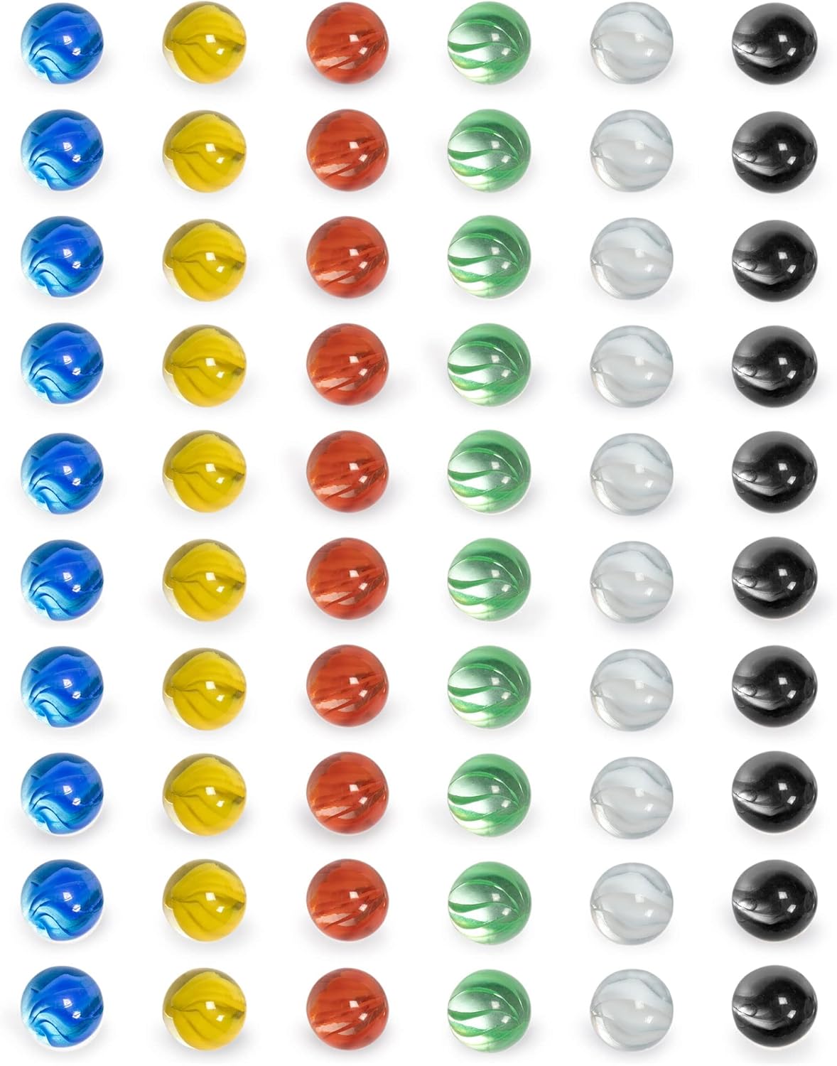 Yellow Mountain Imports Translucent Chinese Checkers Glass Marbles - 60 Pieces, 14mm Petal Design