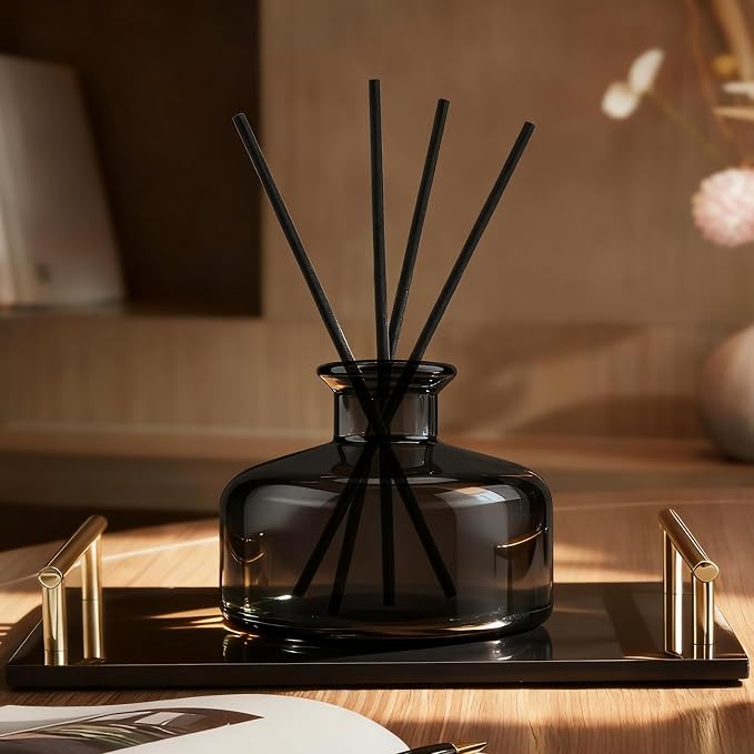 Brown Black Glass Diffuser Bottles Diffuser Jars with Gold Caps Set of 4 – 2.75 inches High, 150ml 5.1 Ounce. Fragrance Accessories Use for DIY Replacement Reed Diffuser Sets.