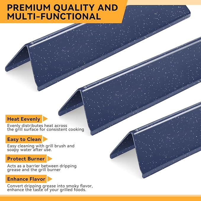 7635 15.3 Inch Flavorizer Bars for Weber Spirit I & II 200 Series Spirit E210 S210 E220 S220 Gas Grill with Front-mounted Control Panels, Porcelain Steel, 3 PCS, for Weber Spirit Grill Parts