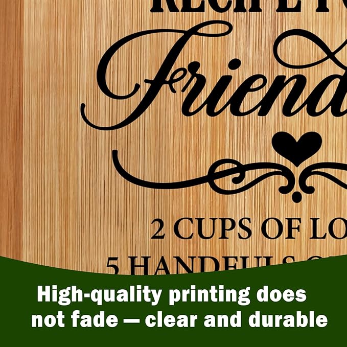 Lacama Friendship Gifts for Women Cutting Board for Kitchen, Best Friend Bestie BFF Christmas Birthday Mother's Day Kitchen Gifts for Women, Recipe for a Friendship Decorative Bamboo Cutting Board