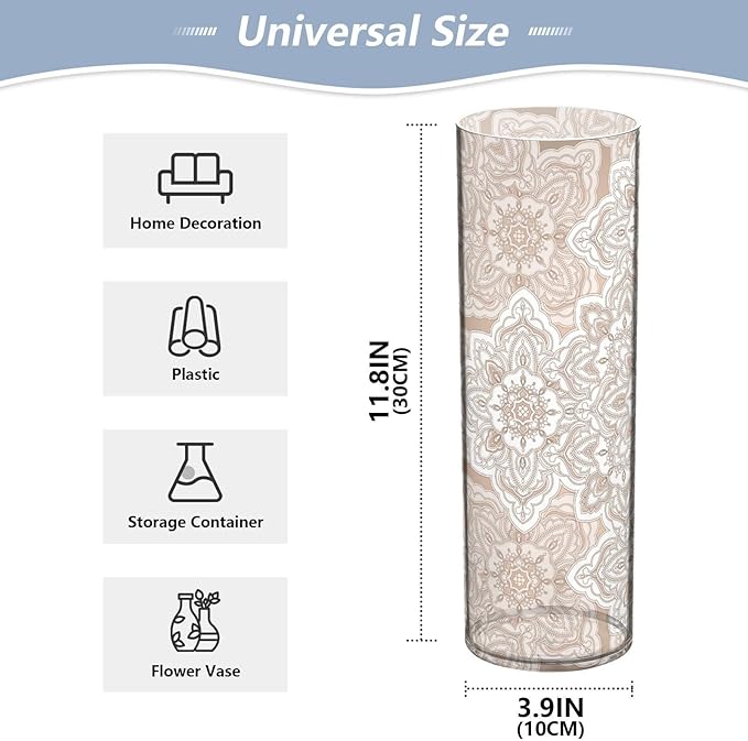 Vase Plastic Vase Elegant Cylinder Flower Vase Shatterproof Decorative Centerpiece for Home Table Office Weddings Events (11.8 x 3.9 in)