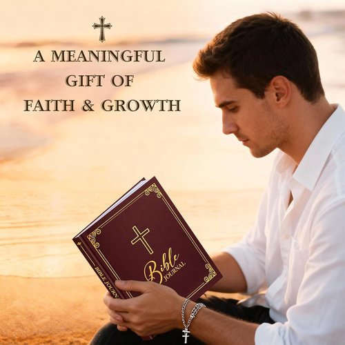 Lanpn Bible Prayer Journal - 91-Day Christian Devotional Notebook for Men | Brown Leather Hardcover