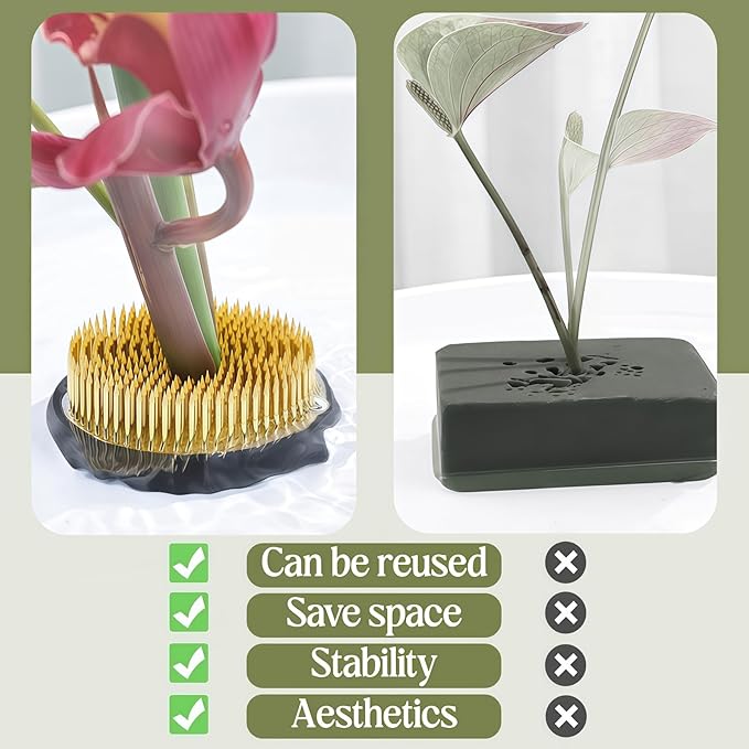 Brass Pin Floral Frog Ikebana Kenzan Flower Arranger Holder with Lead Base Rubber (1.57inch/40mm)