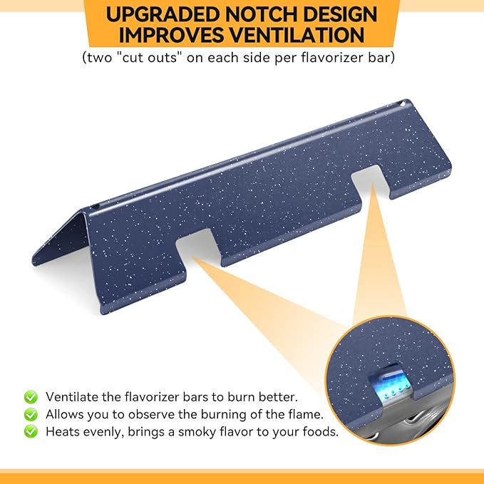 KifonMetals 15.3 Inch Flavorizer Bars for Weber Spirit I & II 200 Gas Grill with Front-Mounted Knobs, for Spirit E210 S210 E220 S220, Porcelain Steel, 3 PCS, for Weber Spirit Grill Parts 7635