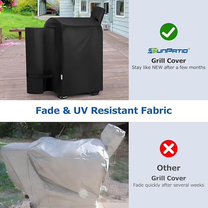 SunPatio Grill Cover for Traeger 22 Series, Heavy Duty Waterproof Wood Pellet Smoker Cover, UV Resistant Full Length BBQ Protector, Compatible with Lil' Tex Grill and More, All Weather Protection