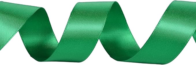 YAMA Green Double Faced Satin Ribbon, 7/8 Inch 25 Yards, for Gift Wrapping Crafts Hair Bows Wedding Party Decoration