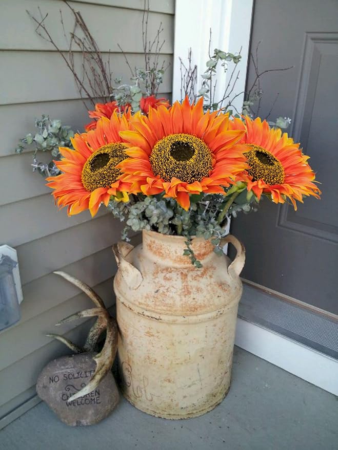 Sunflowers Artificial Flowers 26" Long Stem Large Fake Sunflower Decor Floral Arrangements Centerpiece for Home Decor Wedding Party Orange Flowers Artificial For Decoration 8" Full Bloom Flowers