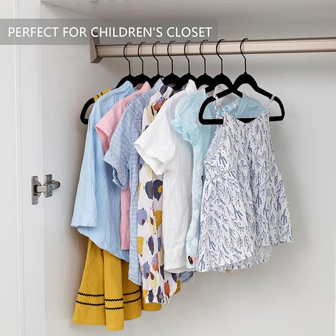 MIZGI Kids Velvet Hangers,Non-Slip Big Kids Hangers,14 Inch Hangers for Youth,Teen Clothes,Pack of 50