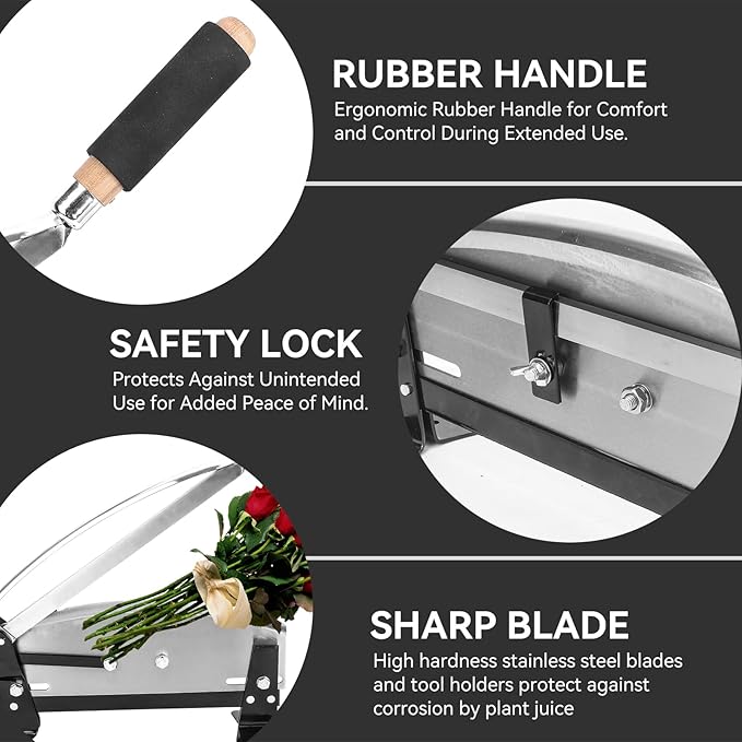 16-Inch Stainless Steel Flower Stem Cutter & Floral Scissors Set, Heavy Duty Bunch Cutter with Safety Lock, Ideal for Florists & Gardeners Perfect for Fresh Flower Stems, and Rose Stems