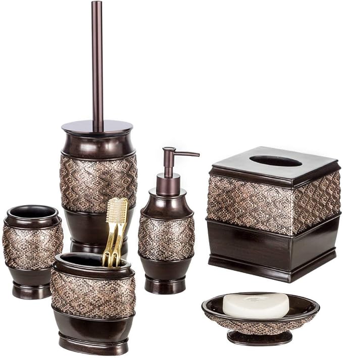 Creative Scents Dublin Brown Countertop Toothbrush Holders for Bathrooms - Decorative Tooth Brush Holder for Bathroom - Toothbrush Organizer for Regular or Electric Toothbrushes and Toothpaste