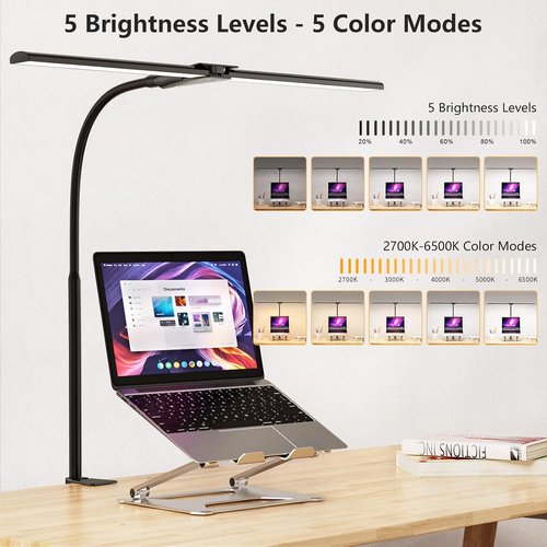 EppieBasic LED Desk Lamp - Double Head Architect Design for Home Office | Extra Bright 1200LM Eye Protection Light