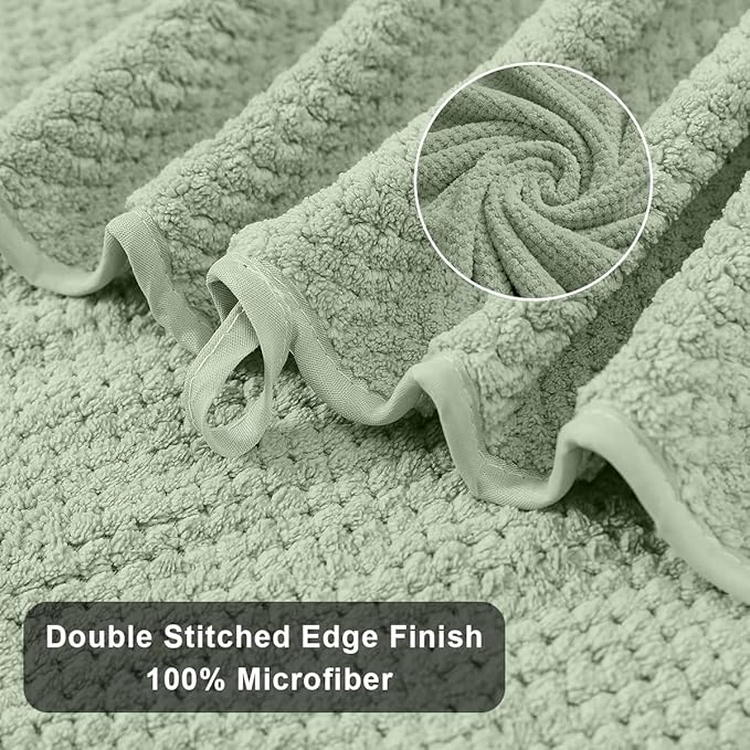 8-Piece Green Bath Towels Set,2 Oversized Large Bath Towels Sheet,2 Hand Towels and 4 Washcloths - 600 GSM Soft Luxury Towel Set,Highly Absorbent Quick Dry Towel Collection for Bathroom,Hotel and Spa