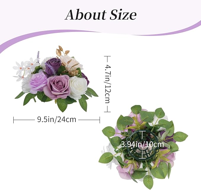 BLOSMON Artificial Flowers Ball Wedding Centerpieces 6 Pcs Lilac Rose Artificial Flower Center Pieces Decoration for Table Silk Kissing Ball Faux Floral Bouquet Arrangements for Home Party DIY Decor