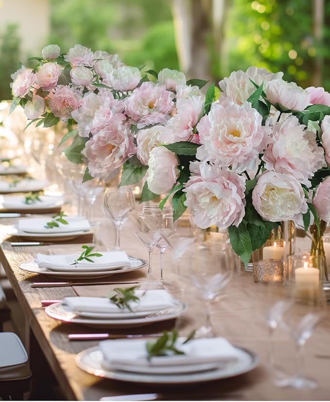 Premium Pink Peonies Artificial Flowers, Fake Silk Peony Flowers with Stems, Faux Florals for Wedding Bridal Bouquets, Floral Arrangements, Table Centerpieces, Home Decorations