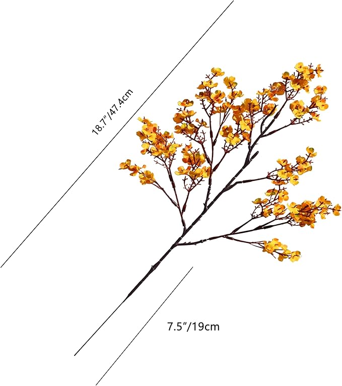 Mandy's Dark Yellow Artificial European Baby’s Breath Flowers 6 Bundles Silk Gypsophila with Bendable Stems for Fall Thanksgiving & Christmas Centerpiece Wedding Decor and Table Arrangements