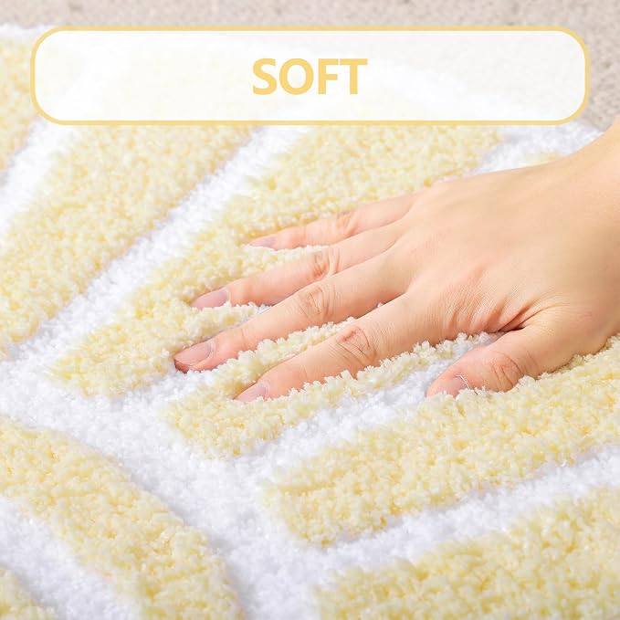 TRUEDAYS Bath Rug Beige Sun Bath Mat, Half Circle Cute Boho Bathroom Rugs Soft and Fluffy, Water Absorbent Bath Rug Machine Washable Bathroom Mat