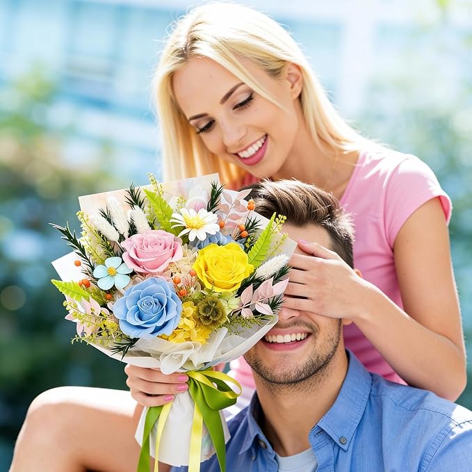 Preserved Bouquet: Fresh Flowers Bouquet-Cute Sweet Gifts for Women Wife Girlfriend Mom-Flowers for Delivery Prime on Christmas Valentines Day Anniversary Mothers Day Birthday (dopamine2)