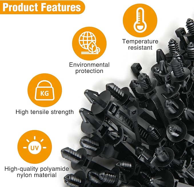 GOOACC Push Mount Cable Zip Ties Heavy Duty Nylon Push Mount 5 Most Popular Sizes Self Locking Cable Strap Assortment for Indoor Outdoor Wire Tying Construction Auto ect -160 Pcs