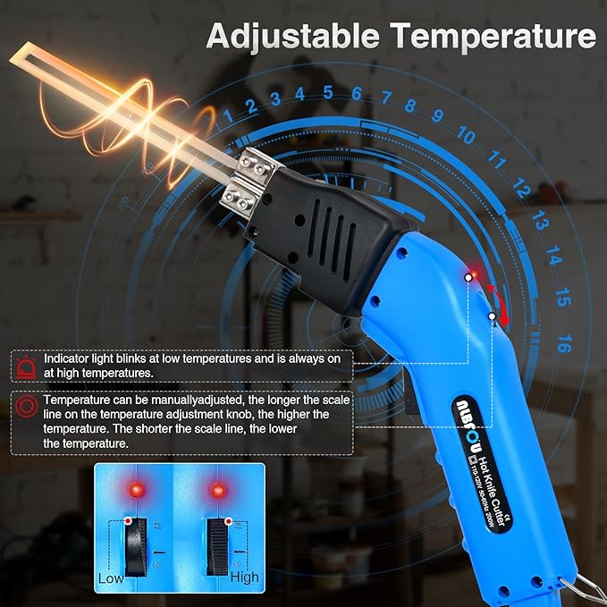 Hot Knife Foam Cutter Air Cooled 200W (4 Blades) Electric Hot Knife Styrofoam Cutter Foam Cutting Tool for EPP, EPS, XPS, EVA, EPE, PU, KT Board, Sponge