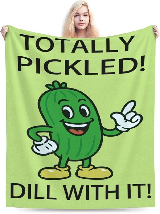 Pickle Blanket Cute Pickle Throw Blanket Vegetable Soft Cozy Fleece Fuzzy Stuffed Plush Flannel Gifts for Girls Women Boys Kids Adults 50"X60"